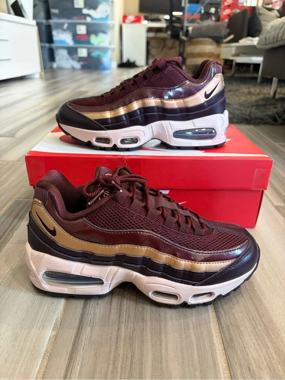 Women's Nike Air Max 95 Big Bubble Shoes -Burgundy Crush Metallic Red IB6398 600